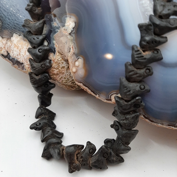 Vintage Oaxacan Barro Negro Black Clay Beads - Picture 5 of 5